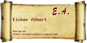 Eicher Albert névjegykártya